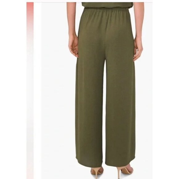 CeCe Size 3X Light Olive Women's Overlap Tie Front Wide Leg Soft Pants. New - Picture 5 of 6